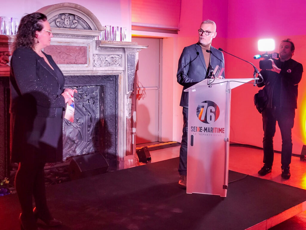 Christophe Bouillon lors de la cérémonie des Trophées de Seine-Maritime Numérique